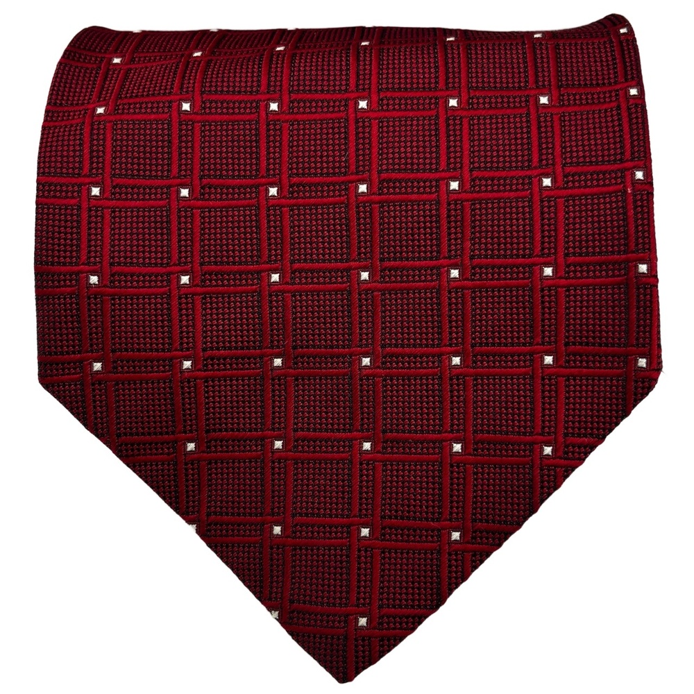 Emilio Romano 100% Silk Handmade in Italy Tie Red Geometric Pattern Luxury